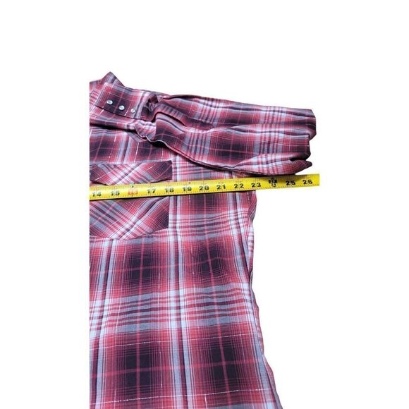 Ely Cattleman Shirt Mens M Red Plaid Pearl Snap Western Cowboy Long Sleeve - Picture 8 of 8